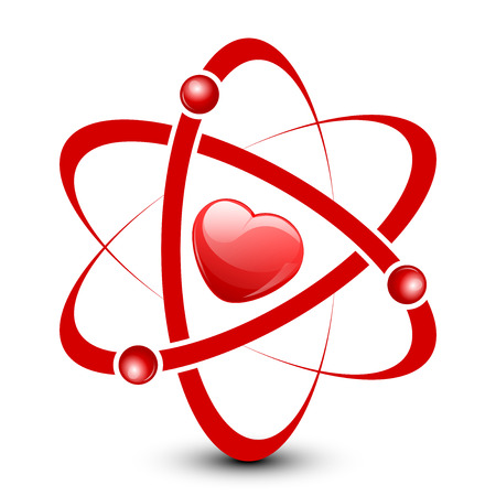 Vector illustration of atom with heart insideのイラスト素材