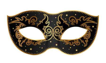 Vector illustration of black mask with gold decorationのイラスト素材