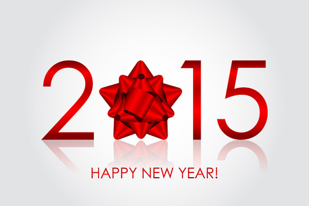 Vector 2015 Happy New Year background with red bowのイラスト素材