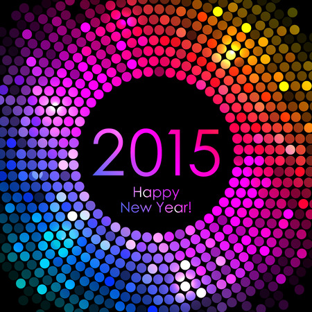 Vector - Happy New Year 2015 - colorful disco lights backgroundのイラスト素材