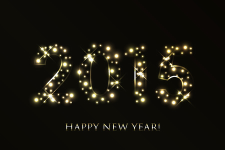 Vector 2015 Happy New Year background with gold sparklesのイラスト素材