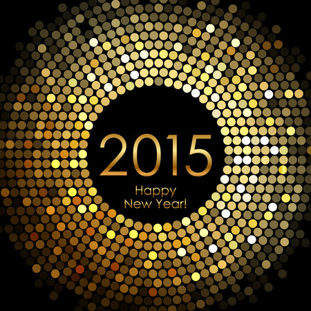 Vector - Happy New Year 2015 - gold disco lights frameのイラスト素材