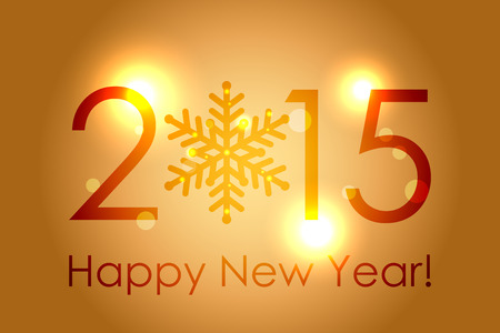 Vector - Happy New Year 2015 - gold glowing backgroundのイラスト素材