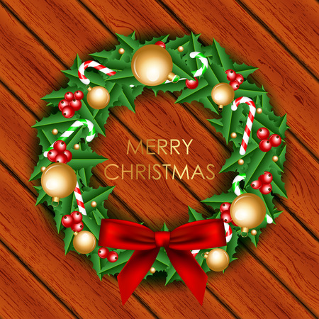 Vector Illustration of christmas wreathのイラスト素材