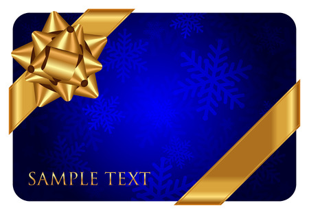 Vector blue background with snowflake pattern and gold bowのイラスト素材