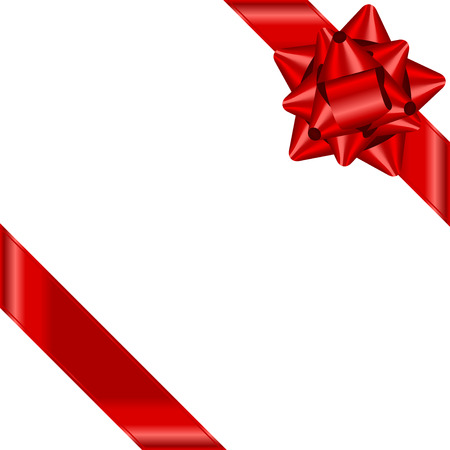 Vector red ribbon with bowのイラスト素材