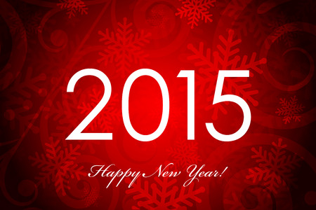 Vector 2015 red & white background with snowflakesのイラスト素材