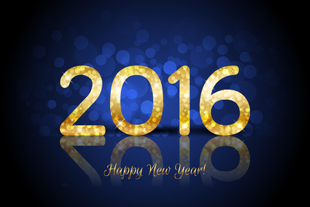 Vector Happy New Year 2016 background with shiny gold numberの写真素材