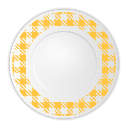 Vector illustration of plate with yellow gingham patternのイラスト素材