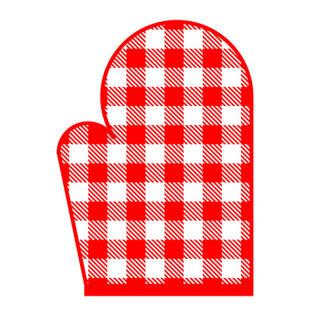 Vector illustration of red kitchen glove with gingham patternのイラスト素材