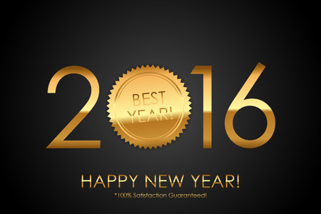 Certificate - 2016 Best Year! 100% Satisfaction Guaranteed! - Vector background with gold sealのイラスト素材