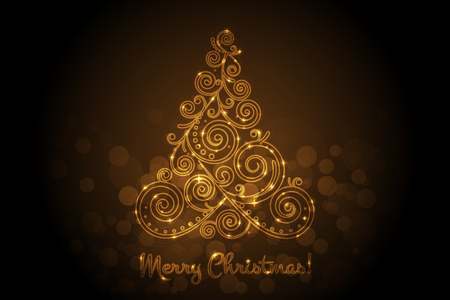 Vector glowing christmas treeのイラスト素材