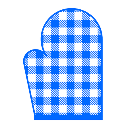 Vector illustration of blue kitchen glove with gingham patternのイラスト素材