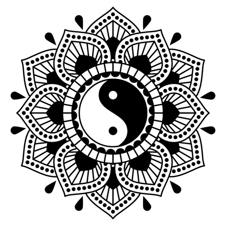 Vector ornament with yin yang symbolのイラスト素材