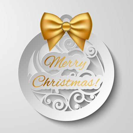 Vector Merry Christmas car - paper cuttingのイラスト素材