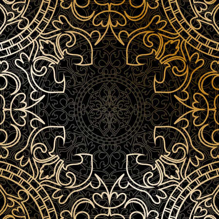 Vector oriental frame with gold ornamentのイラスト素材