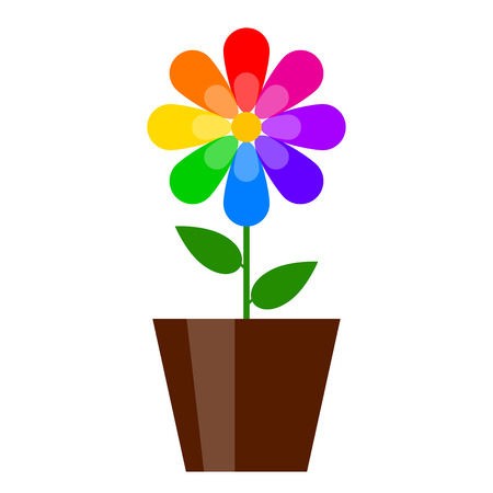 Vector illustration of colorful flower in potのイラスト素材