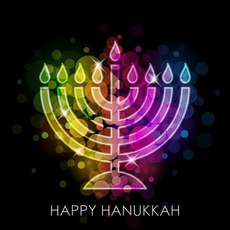 Vector Happy Hanukkah colorful cardのイラスト素材