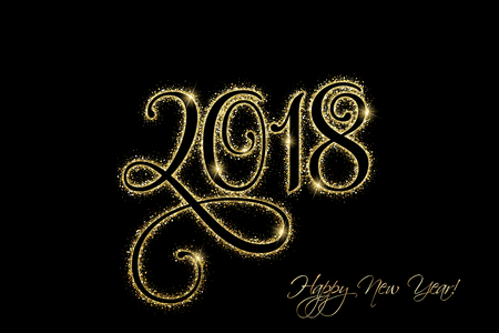 Happy New Year 2018 in gold glitterのイラスト素材