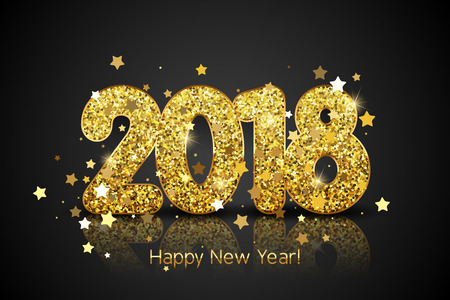 Golden Happy New Year 2018のイラスト素材
