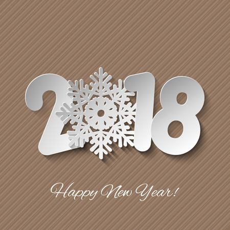 Happy New Year 2018 with snowflakeのイラスト素材