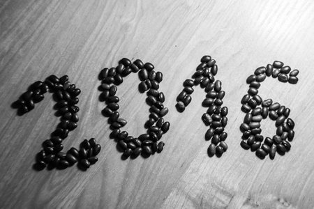 black and white 2016 made from beans