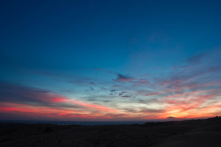 wonderful colourful sunset over the mountain in Vietnamの写真素材