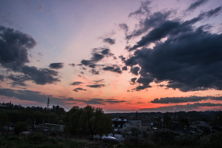 beautiful evening sky at sunset in the country. Smolenskの写真素材