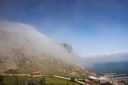 view of the Black Sea coast, Crimea, Sudak 01.05.18のeditorial素材