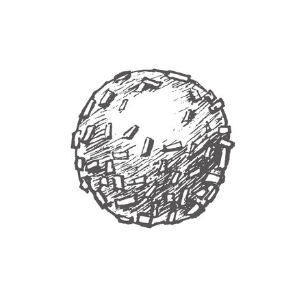Coconut Christmas round candy with crispy shell. Graphics illustration. This sweetness can be used on New Year's and Christmas compositions, boxes with sweets, printed products, postcard and stickers.のイラスト素材