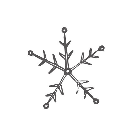 Light fragile thin snowflake in graphic illustration style. This snowflake can be used on New Year's textiles like a pattern, printed on cold products, use in Christmas compositions and decor.のイラスト素材