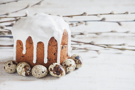 Easter cake (kulich) on white backgroundの写真素材