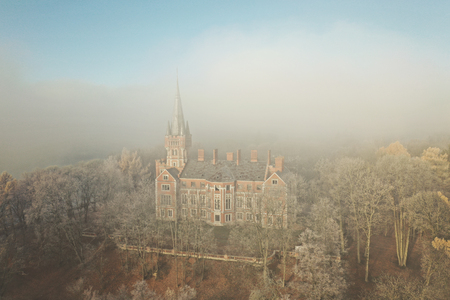 Beautiful Old Manor on Lake Shore in Lentvaris, Lithuaniaのeditorial素材