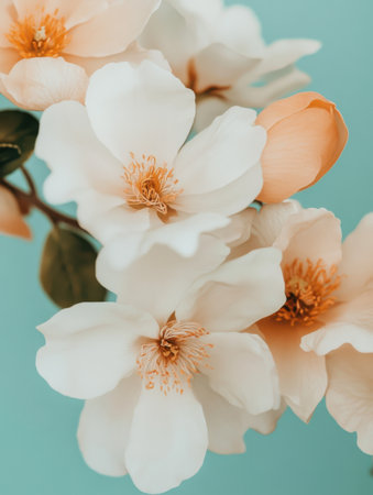 Delicate flowers bloom in soft hues, embodying the spirit of International Women's Day. A tranquil backdrop enhances the beauty of these elegant petals, symbolizing strength and graceの素材