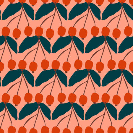 Autumn rowan berries seamless pattern. Vectorのイラスト素材
