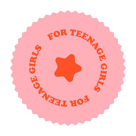 For teenage girls. Round sticker, stamp, label for sales, signage, packaging, products for teenage girls. Marking of goods.のイラスト素材