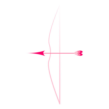 Cupid's bow and arrow in pink. Valentine's day elements. Arrow with hearts. Vector illustration.のイラスト素材