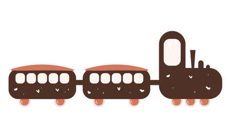 Toy train with wagons. cute kid transport. Vector drawn flat illustration, clipartのイラスト素材