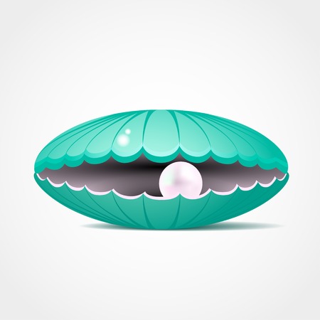 Blue shell with a pearl inside vector illustrationのイラスト素材