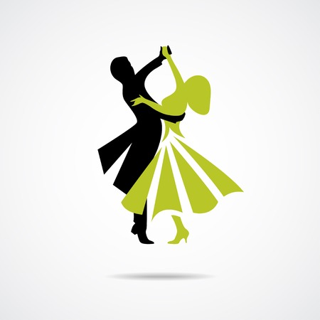 Silhouette of dancing couple isolated on a white backgroundのイラスト素材