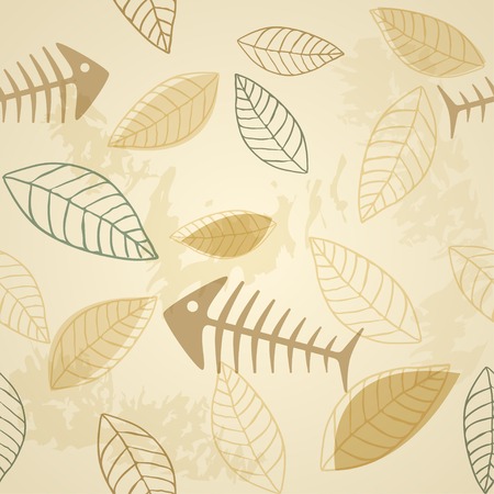 Fish and plant seamless patternのイラスト素材
