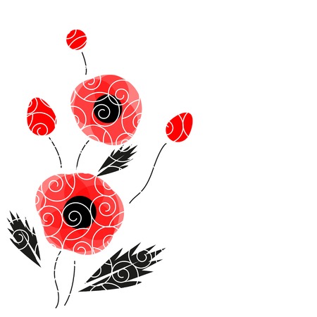 Abstract vector poppies isolated on a white backgroundのイラスト素材