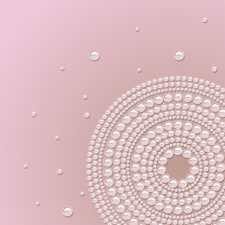 Pearl ornament on a pink background. Vector illustrationのイラスト素材