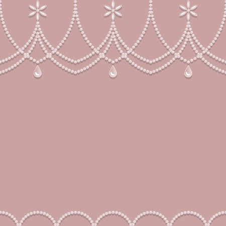 Seamless pearl ornament on a pink background. Vector illustrationのイラスト素材