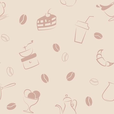 Seamless pattern with coffee symbols. Vector illustrationのイラスト素材