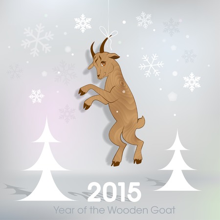 Wooden goat decoration on Christmas backgroundのイラスト素材