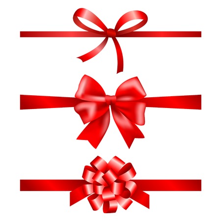 Red gift bows collection with ribbonsのイラスト素材