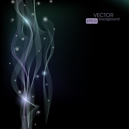 Wavy luminous lines on a black backgroundのイラスト素材