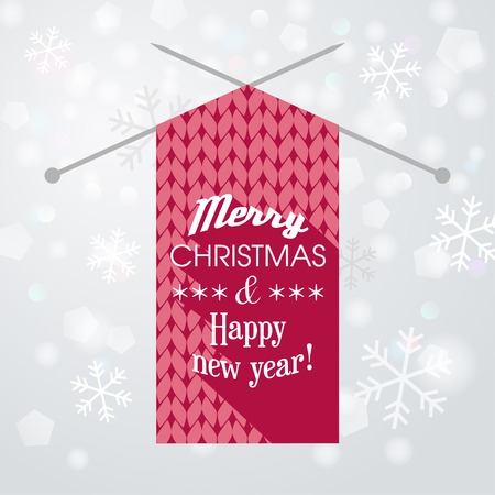 Knitted red scarf on a snowy backgroundのイラスト素材