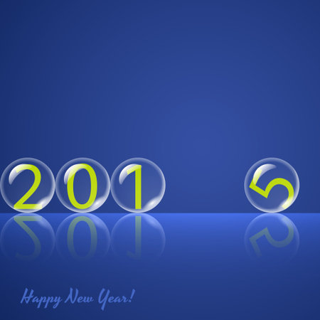 Transparent rolling glass balls on blue background